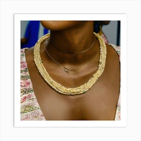 Single Beautiful African Pearly Necklace On Displa (1) Art Print