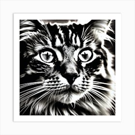Black And White Cat 5 Art Print