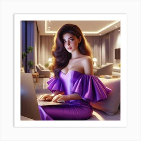 Sexy Woman In Purple Dress 2 Art Print