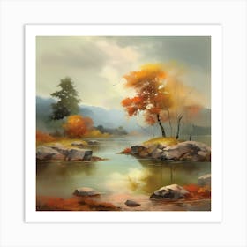 Autumn By The Lake Art Print