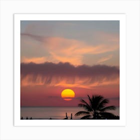 A Serene And Breathtaking Image Of A Vibrant Sunset With Warm, Gentle Golden Light Casting A Tranquil Atmosphere, Set Against A Backdrop Of Soft, Wispy Clouds Tinged With Hues Of Coral, (2) (1) Art Print