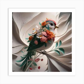 Bird With Flowers Art Print