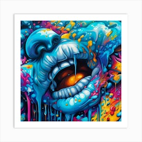 Blue mouth Art Print