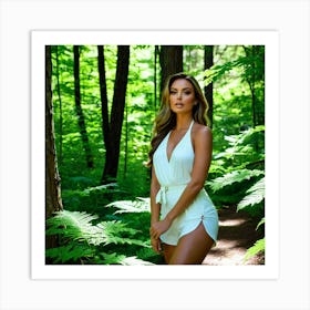 Model Female Woods Forest Nature Fashion Beauty Portrait Trees Greenery Wilderness Outdoo (35) Art Print