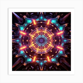 Metallic Kaleidoscope Tunnel Pattern Art Print