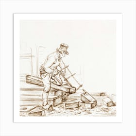 Sawing Man (1826), Jean Bernard Art Print