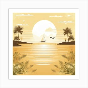 Sunset With Sailboat Art Print
