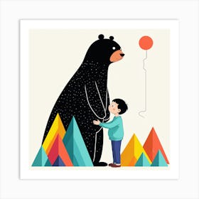 Boy And A Bear Art Print