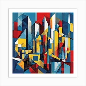 Modern Skyscrapers Fragmented Cubism Style Art Print