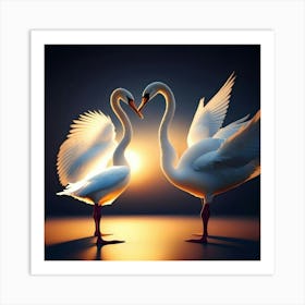 Swans In Love Art Print