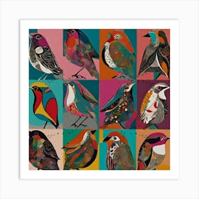 Birds Of A Feather patterns abstract modern art Art Print