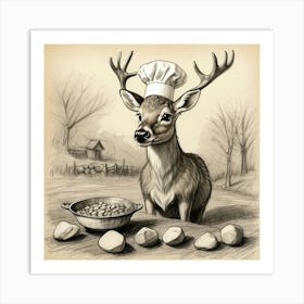 Chef Deer 33 Art Print