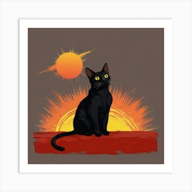 Sunset Cat Art Print