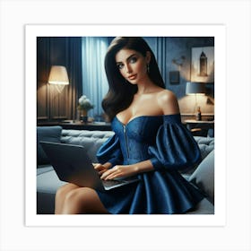 Sexy Woman With Laptop 4 Art Print