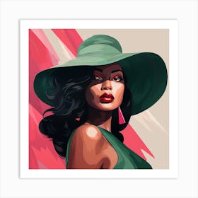 Black Woman In Green Hat 1 Art Print