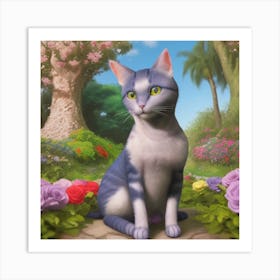 Cat In The Garden Art Print