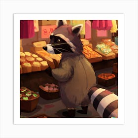 Raccoon looking for something to eat Art Print