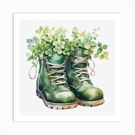 Boots With Plants 1 Art Print