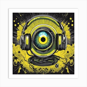 Cosmic Eye With Headphones 2 Art Print