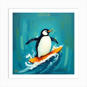 Penguin Surfing 2 Art Print