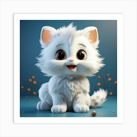 Cute White Cat 3 Art Print