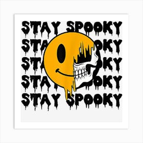 Retro Stay Spooky Halloween Skull Face Groovy Art Print