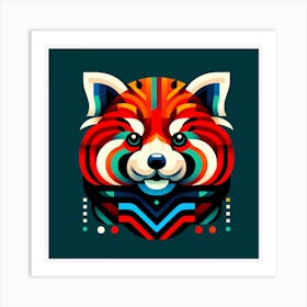 Red Panda Abstract: A Colorful Acrylic Painting Art Print