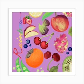 Rainbow Array Of Foods Square Art Print
