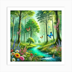 Butterflies In The Forest 3 Art Print