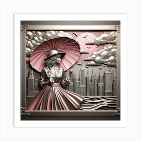 A woman with an umbrella 6 Art Print