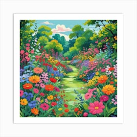 Into The Garden Ai Art Wall Art Design Illustration (42) Art Print