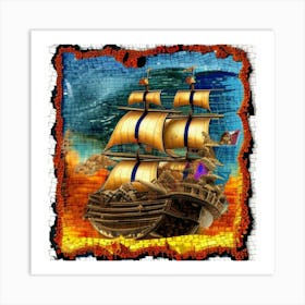 Pirate Ship Mosaic 1 Art Print