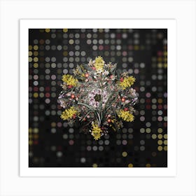 Vintage Crytanthus Vittatus Flower Wreath on Dot Bokeh Pattern n.0023 Art Print