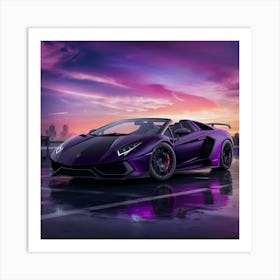 Purple Lamborghini Art Print