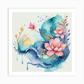 Lotus Flower Painting Art Print