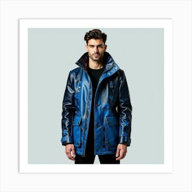 Blue Leather Jacket Art Print