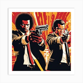 Two Men Holding Guns Art Print