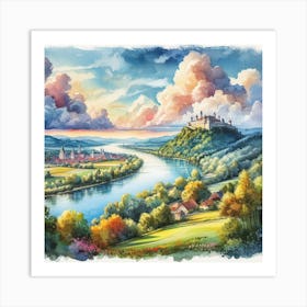 Watercolor Of A Castle Art Print