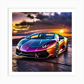 Sunset Lamborghini 5 Art Print