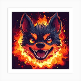 Scary Dog Emoji Dynamic Background 7 Art Print