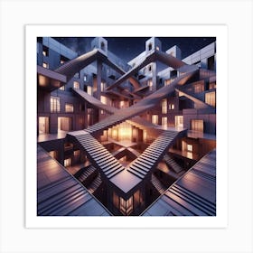 Futuristic City:Fractured Reflections Art Print