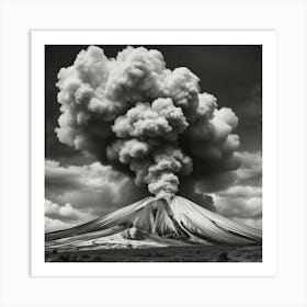 Black And White Image Of A Volcano 4 Art Print