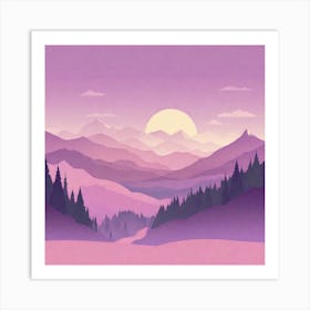 Misty mountains background in purple tone 127 Art Print