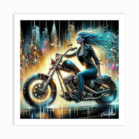 Neon Bike Rider Art Print