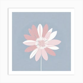 A White And Pink Flower In Minimalist Style Square Composition 364 Art Print