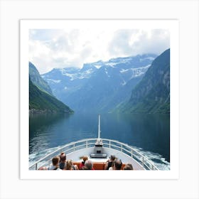 Scenic Ferry Ride Through A Beautiful Mountain Fjord 1 Art Print