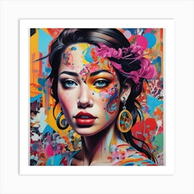 'The Girl With Colorful Face' Art Print