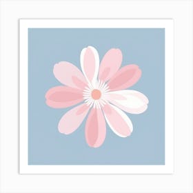 A White And Pink Flower In Minimalist Style Square Composition 13 Art Print