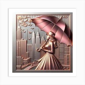 A woman with an umbrella 4 Art Print