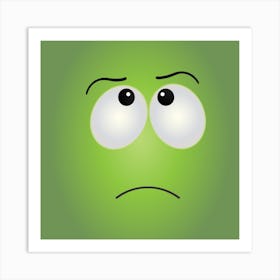 Sad Green Face Art Print